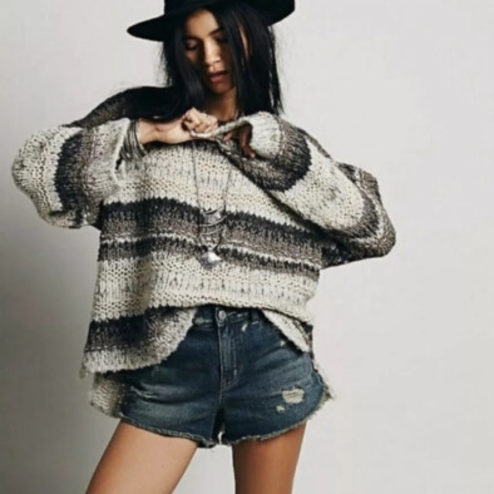 Say What? Striped Knit Sweater - Black and Cream